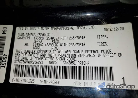 2021 Toyota Tacoma Double Cab z USA, uszkodzony, nr VIN 5TFCZ5AN4MX256293